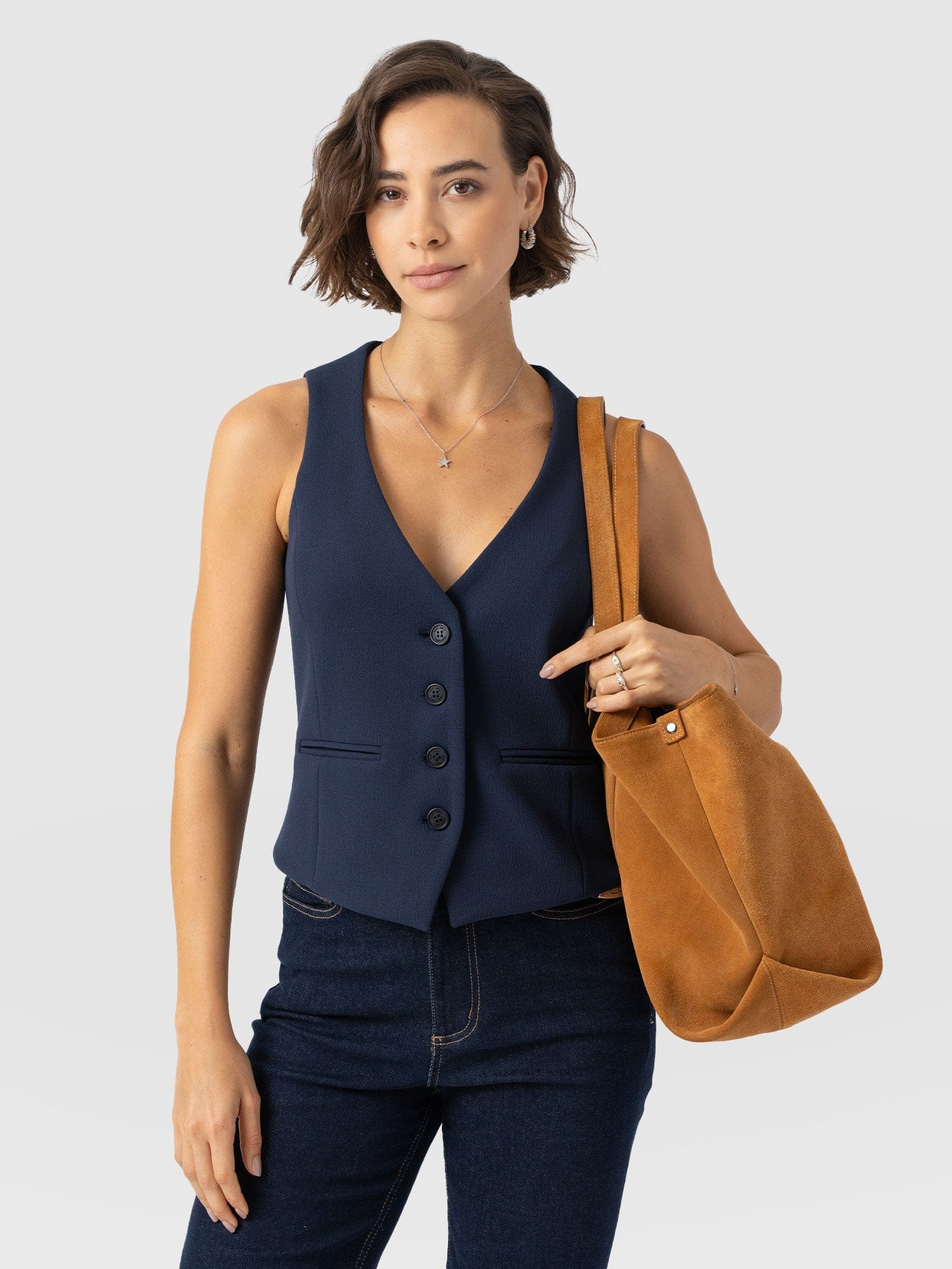 Astrid Waistcoat - Navy - Women's Jackets | Saint + Sofia? EU